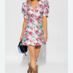NWT GANNI metallic floral 3D effect jacquard Dress